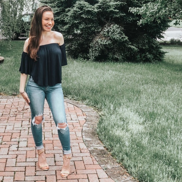 Tops - Liz Off The Shoulder Top - Navy